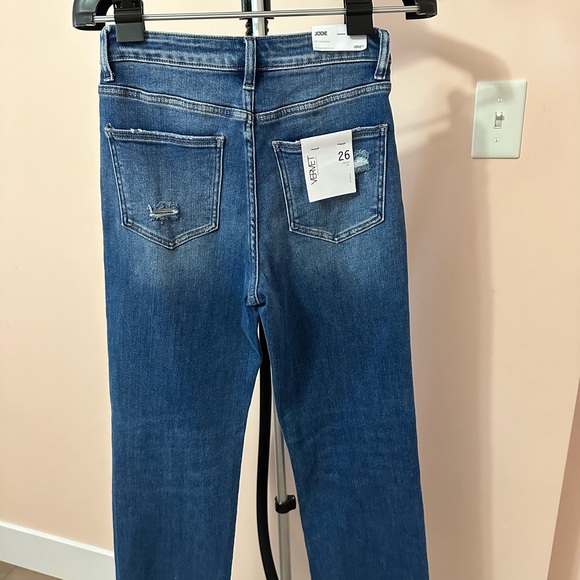 Vervet Denim Asymmetrical/Crossover High Rise Straight Cut Jeans - Picture 3 of 3